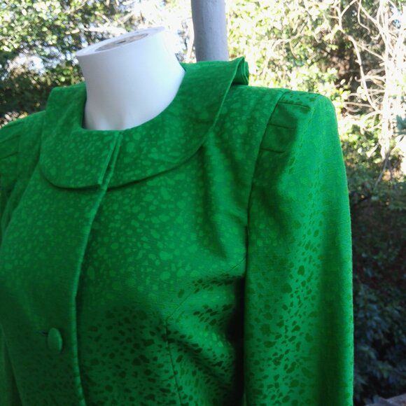 Vintage 80s Saks Fifth Carolina Herrera Avenue Green Blazer Jacket - Picture 4 of 9